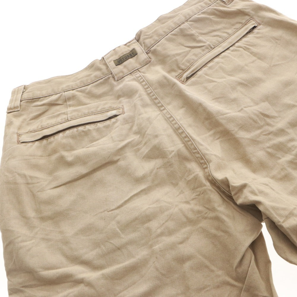 ■ STUSSY SURPLUS ステューシー サープラス ワーク ショートパンツ ボトムス 無地 メンズ 34 (XL相当) ベージュ系