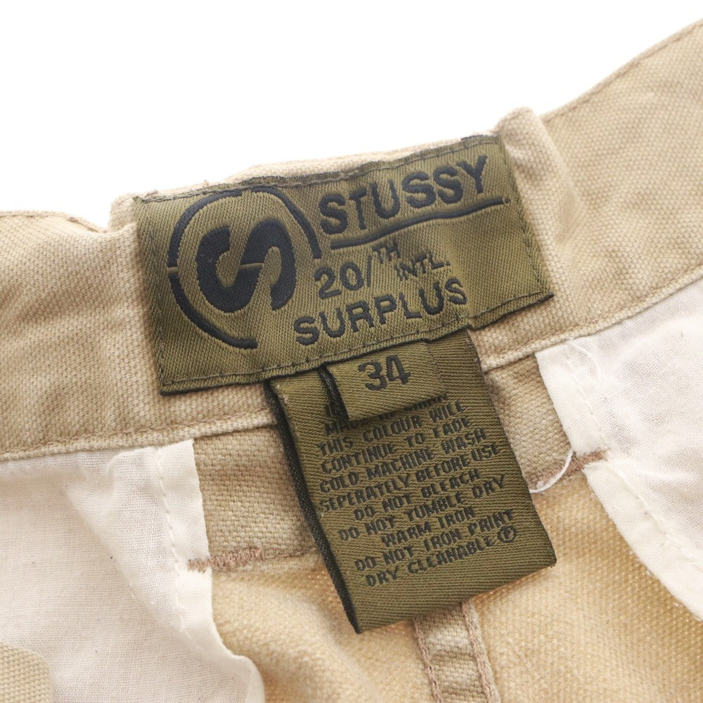 ■ STUSSY SURPLUS ステューシー サープラス ワーク ショートパンツ ボトムス 無地 メンズ 34 (XL相当) ベージュ系