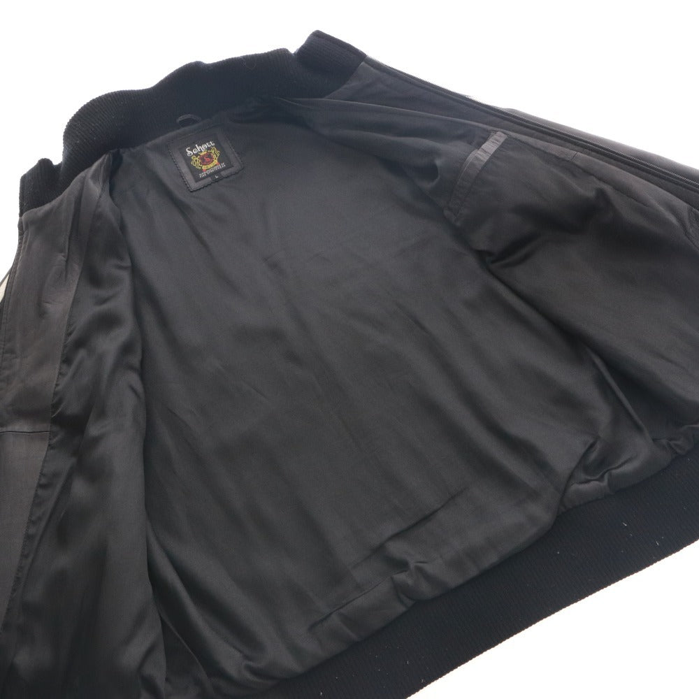 ■ SCHOTT N.Y.C ライダースジャケット 長袖 アウター クラシックレーサー 白ライン シングル レザー 羊革 3141006 メンズ L 黒 ブラック