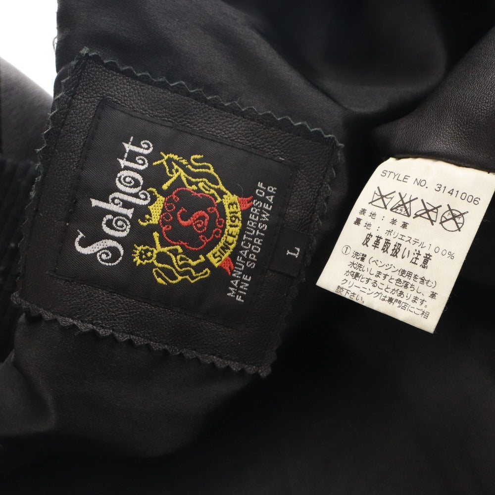 ■ SCHOTT N.Y.C ライダースジャケット 長袖 アウター クラシックレーサー 白ライン シングル レザー 羊革 3141006 メンズ L 黒 ブラック