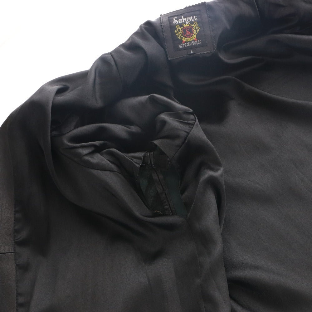 ■ SCHOTT N.Y.C ライダースジャケット 長袖 アウター クラシックレーサー 白ライン シングル レザー 羊革 3141006 メンズ L 黒 ブラック