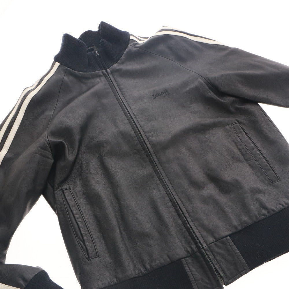 ■ SCHOTT N.Y.C ライダースジャケット 長袖 アウター クラシックレーサー 白ライン シングル レザー 羊革 3141006 メンズ L 黒 ブラック