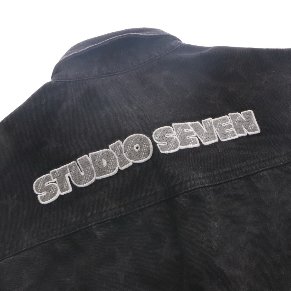 ■ STUDIO SEVEN x G.U. x 三代目J SOUL BROTHERS NAOTO コラボモデル デニムワークシャツ ハーフパンツ セットアップ 半袖 メンズ XL 黒