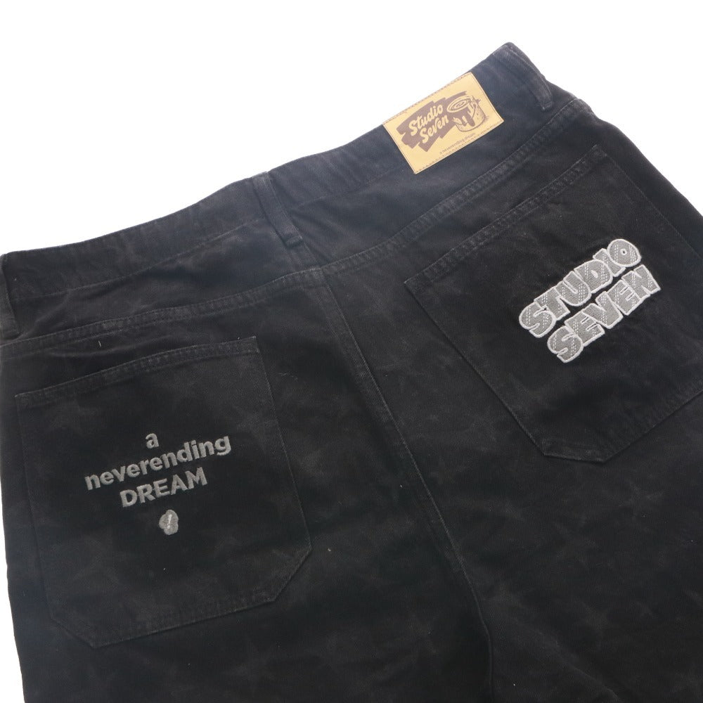 ■ STUDIO SEVEN x G.U. x 三代目J SOUL BROTHERS NAOTO コラボモデル デニムワークシャツ ハーフパンツ セットアップ 半袖 メンズ XL 黒