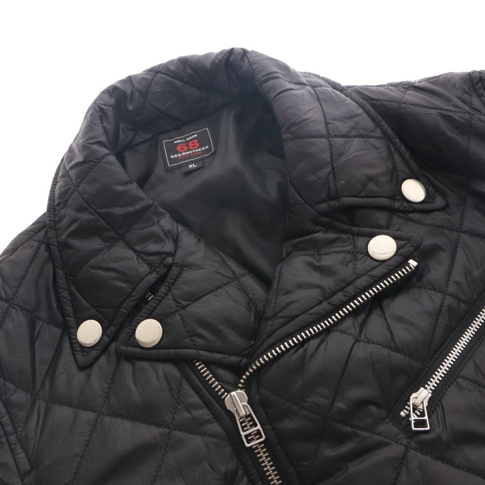 ■ 68＆BROTHERS NEW YORK ライダースジャケット 長袖 アウター キルティング ダブル ジップアップ 襟 メンズ XL 黒 ブラック