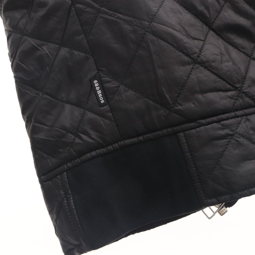 ■ 68＆BROTHERS NEW YORK ライダースジャケット 長袖 アウター キルティング ダブル ジップアップ 襟 メンズ XL 黒 ブラック