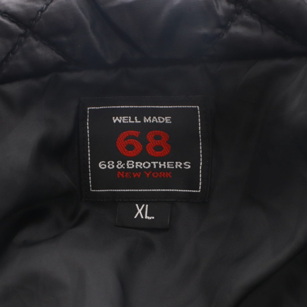■ 68＆BROTHERS NEW YORK ライダースジャケット 長袖 アウター キルティング ダブル ジップアップ 襟 メンズ XL 黒 ブラック