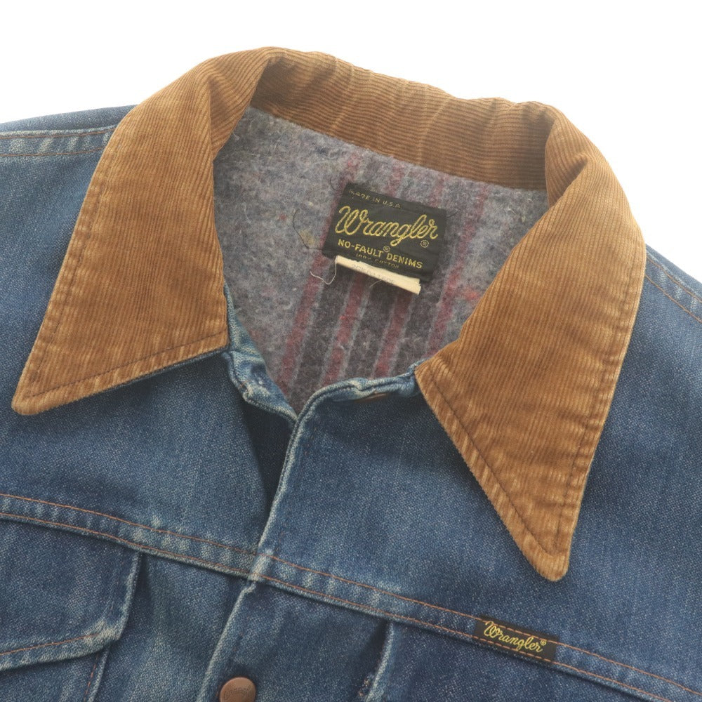 ■ Wrangler ラングラー Gジャン ジャケット 長袖 アウター デニム NO-FAULT DENIMS USA製 ヴィンテージ メンズ 42 ブルー