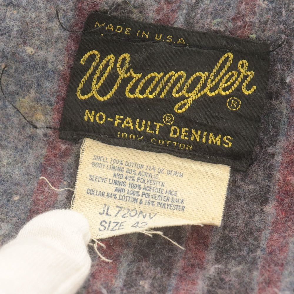■ Wrangler ラングラー Gジャン ジャケット 長袖 アウター デニム NO-FAULT DENIMS USA製 ヴィンテージ メンズ 42 ブルー