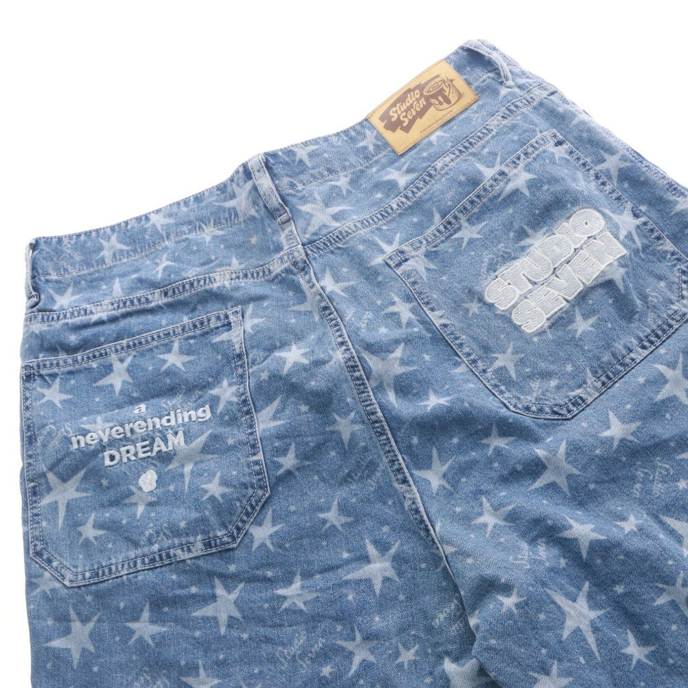■ GU x STUDIO SEVEN デニムワークシャツ ショートパンツ セットアップ 半袖トップス アウター ジーンズ メンズ XL タグ付き ブルー系