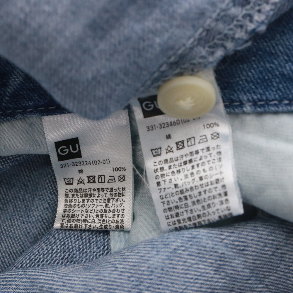 ■ GU x STUDIO SEVEN デニムワークシャツ ショートパンツ セットアップ 半袖トップス アウター ジーンズ メンズ XL タグ付き ブルー系