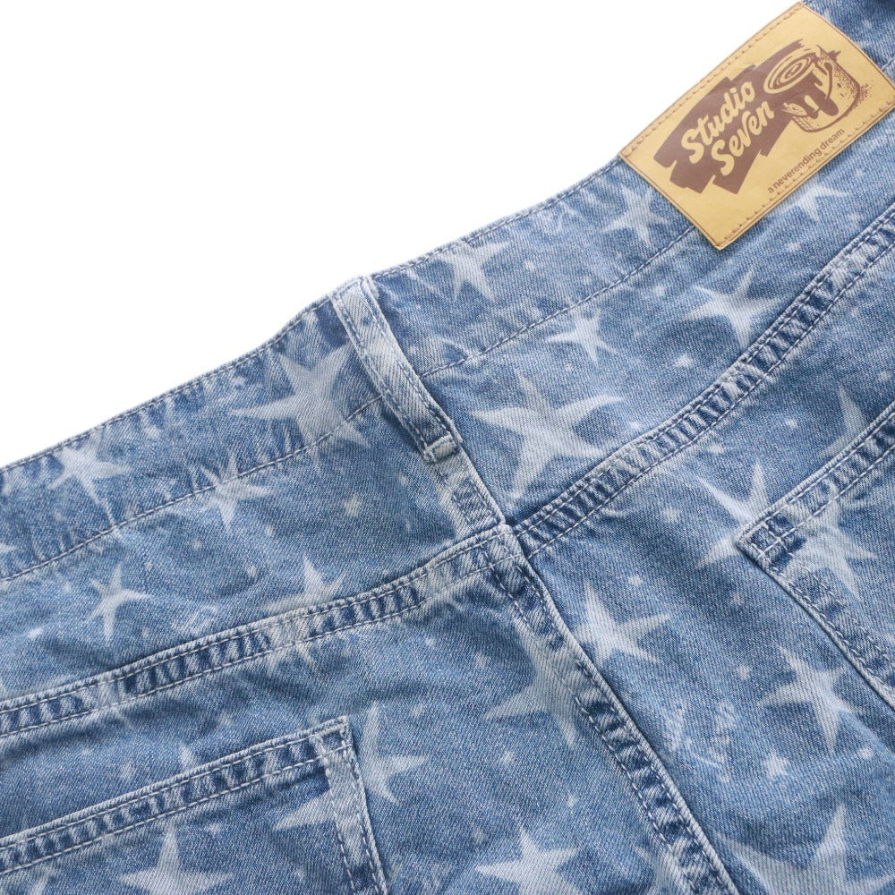 ■ GU x STUDIO SEVEN デニムワークシャツ ショートパンツ セットアップ 半袖トップス アウター ジーンズ メンズ XL タグ付き ブルー系