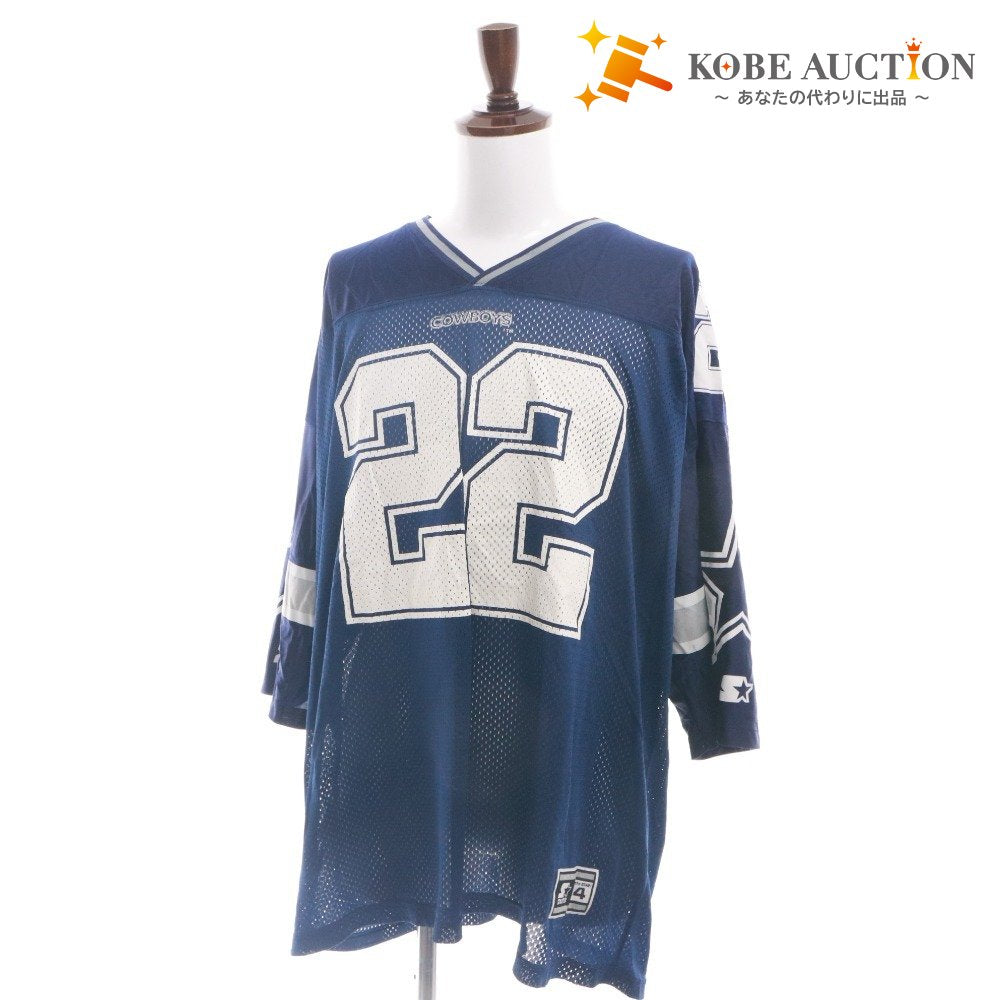 ■ STARTER エミット・スミス レプリカユニフォーム ゲームシャツ 半袖 トップス 背番号22 NFL ダラス・カウボーイ 男女 XXL ネイビー系
