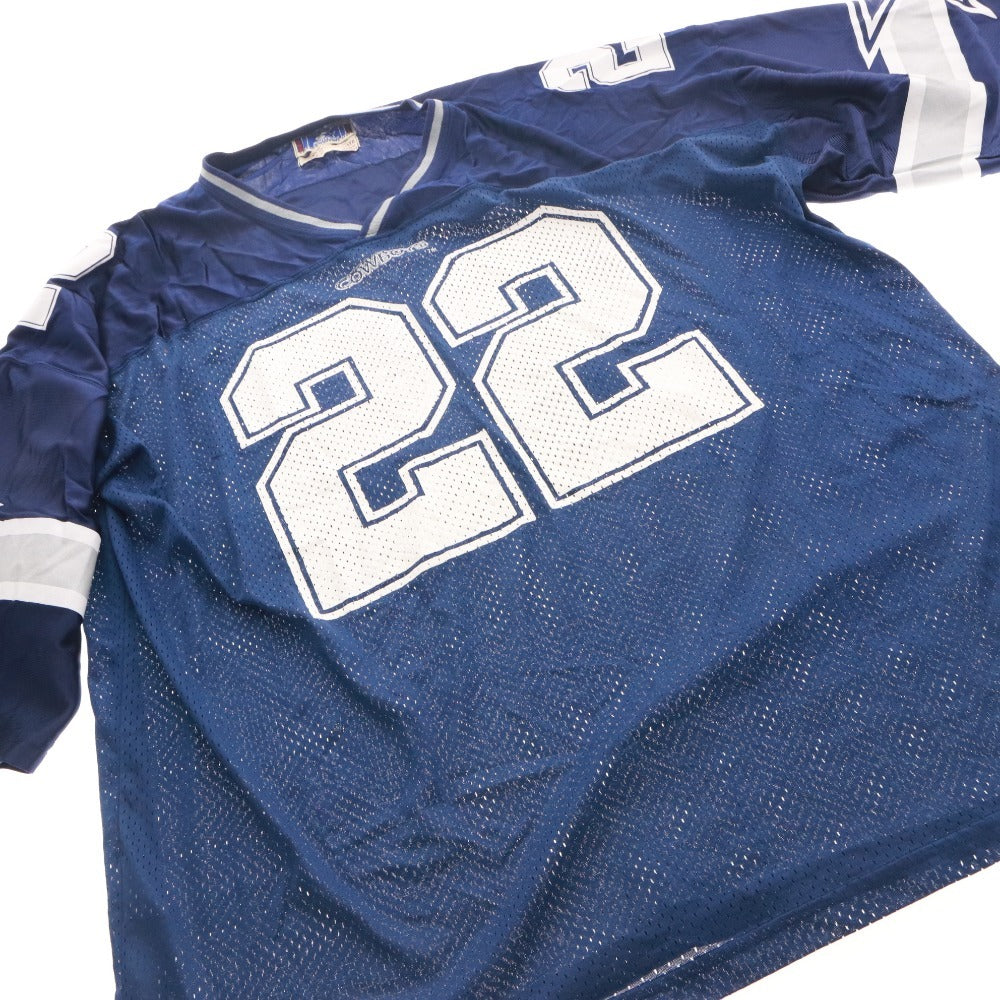 ■ STARTER エミット・スミス レプリカユニフォーム ゲームシャツ 半袖 トップス 背番号22 NFL ダラス・カウボーイ 男女 XXL ネイビー系