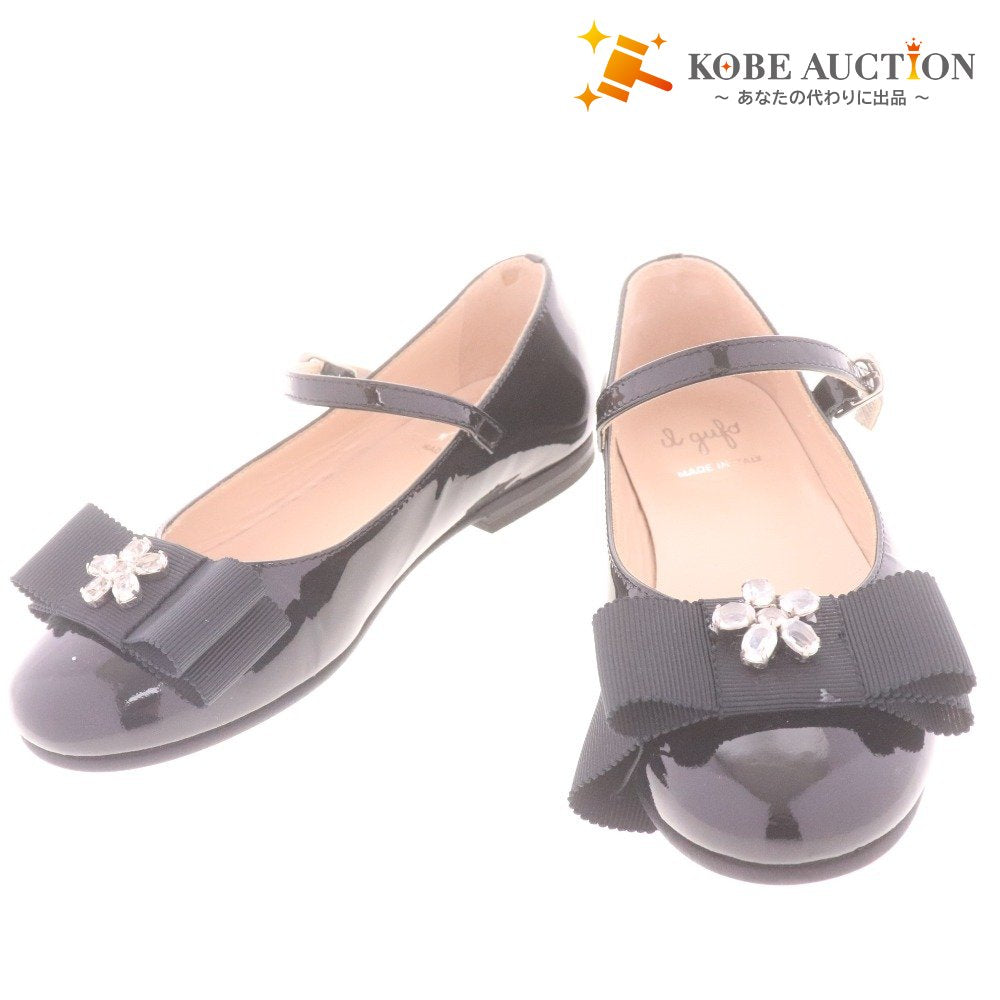 ■ イルグッフォ シューズ 靴 フォーマル ストラップ リボン ビジュー キッズ 女の子 29 （18cm相当） ブラック