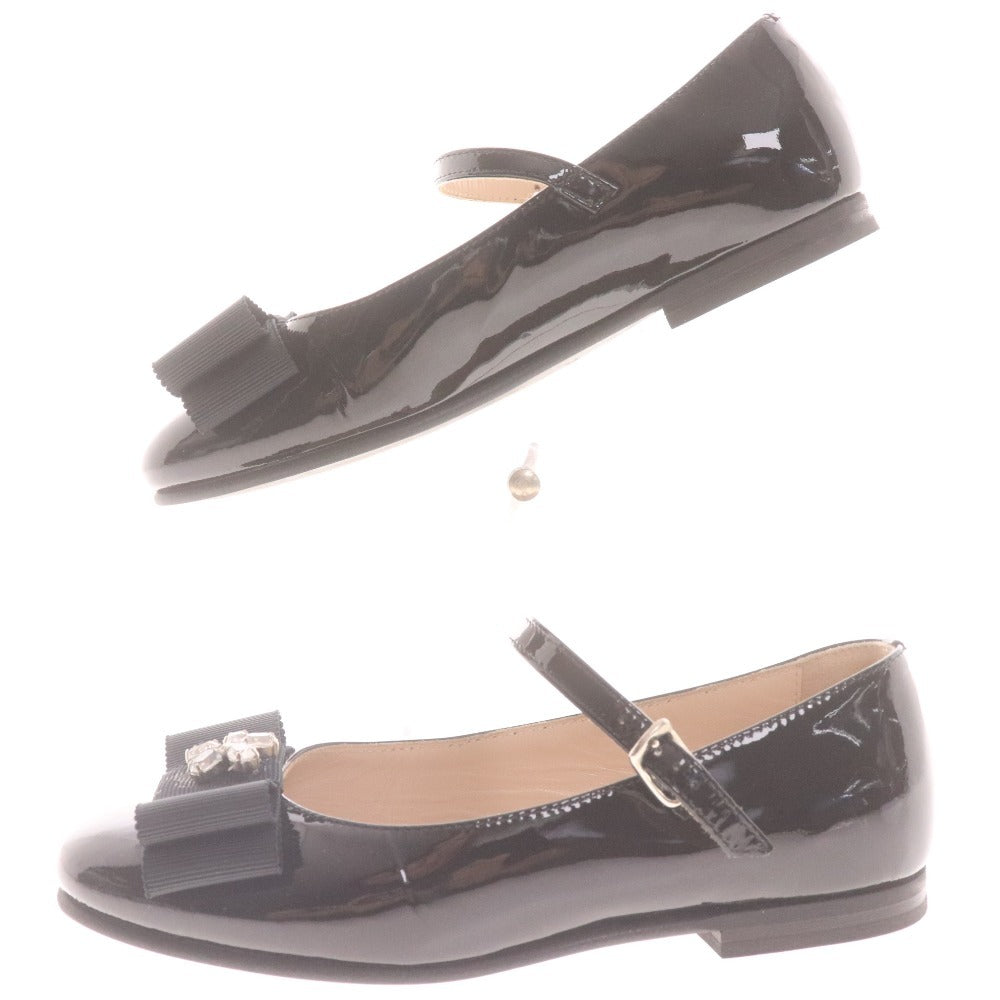 ■ イルグッフォ シューズ 靴 フォーマル ストラップ リボン ビジュー キッズ 女の子 29 （18cm相当） ブラック