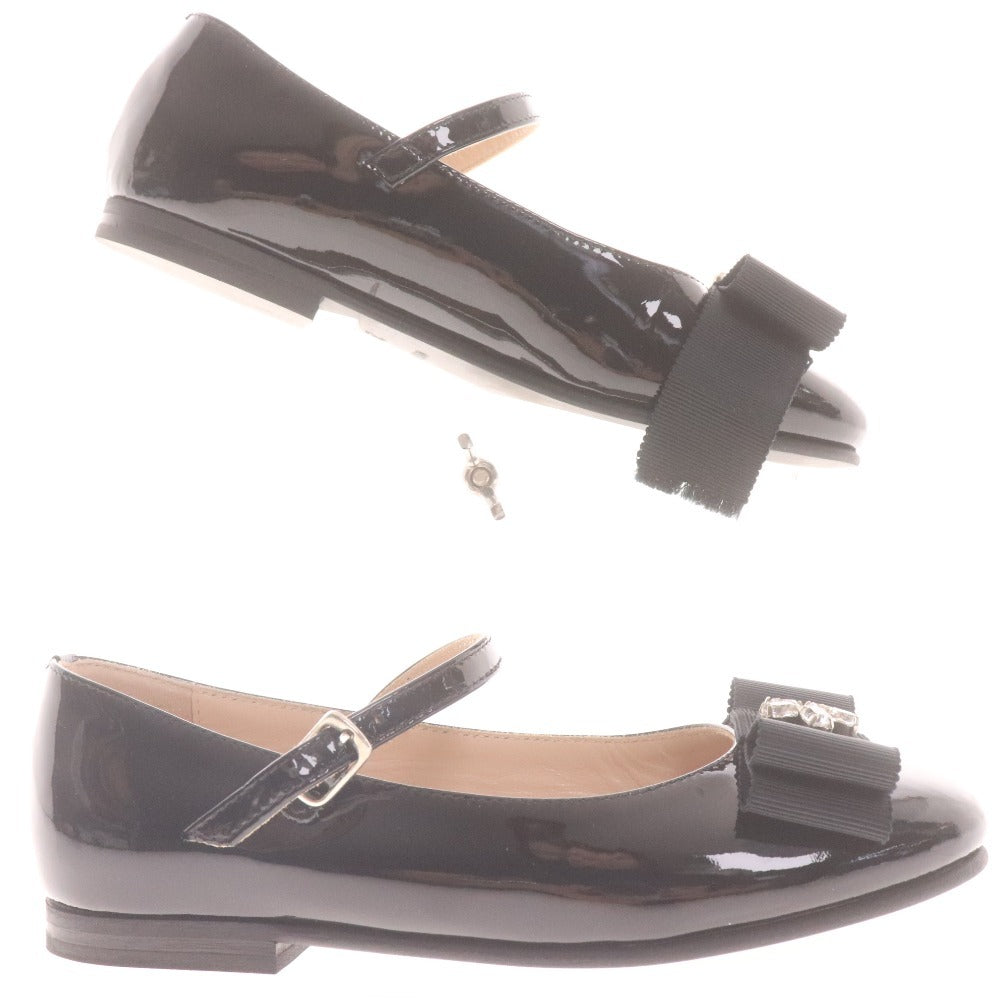 ■ イルグッフォ シューズ 靴 フォーマル ストラップ リボン ビジュー キッズ 女の子 29 （18cm相当） ブラック