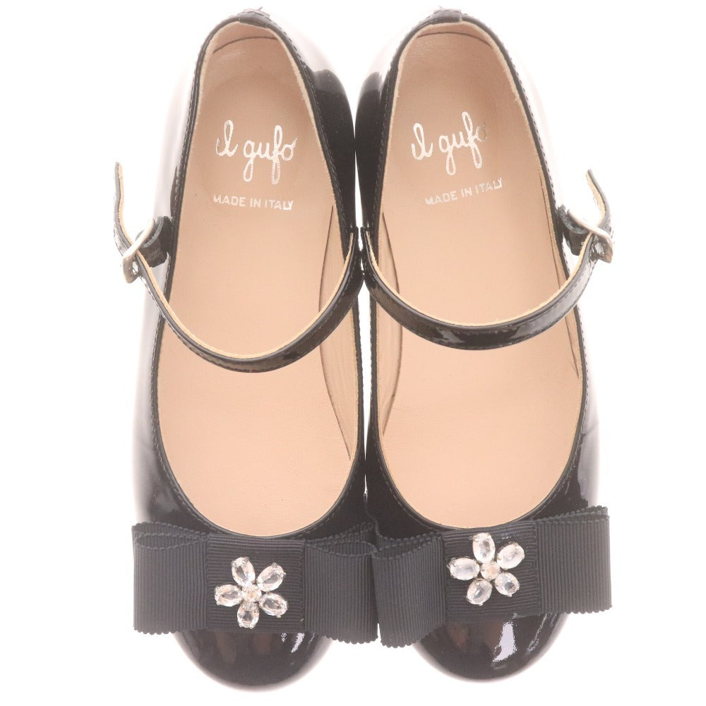 ■ イルグッフォ シューズ 靴 フォーマル ストラップ リボン ビジュー キッズ 女の子 29 （18cm相当） ブラック