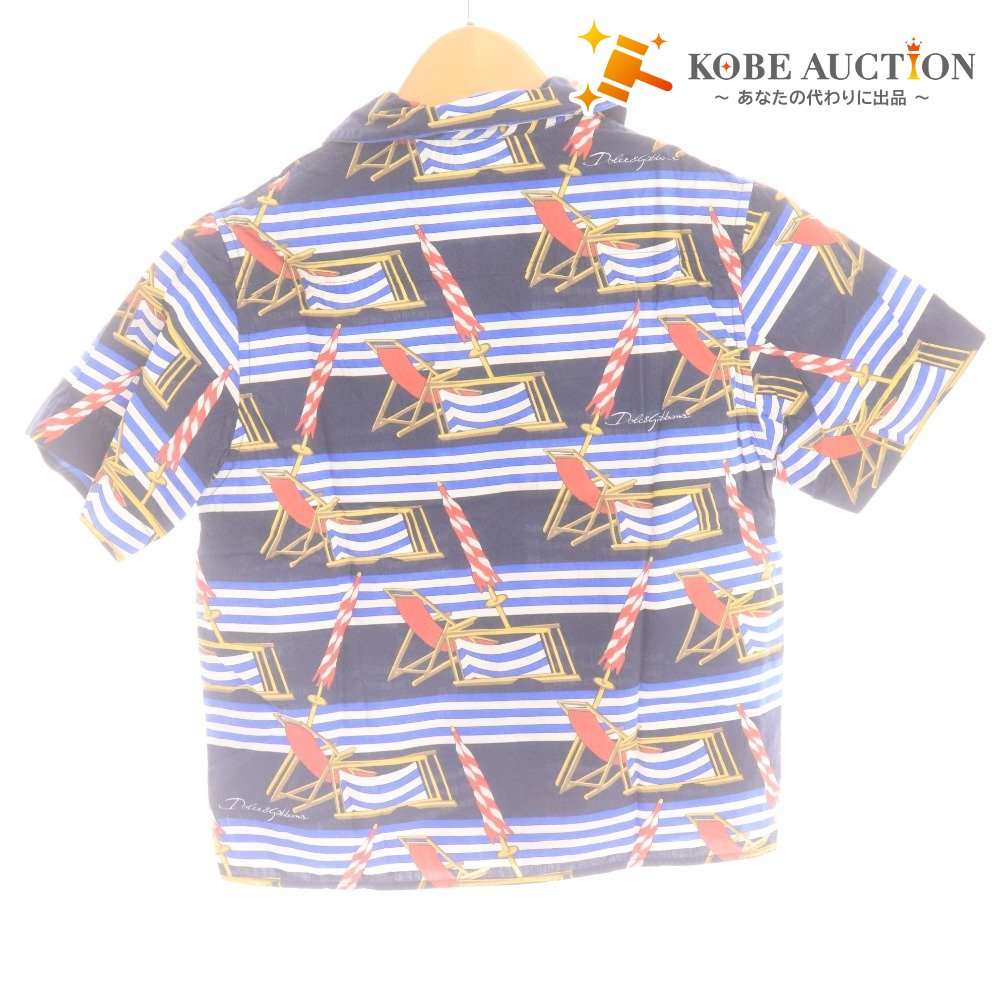 ■ ドルチェ&ガッバーナ シャツ トップス 総柄 キッズ 男の子 6 （113～119cm） ネイビー レッド