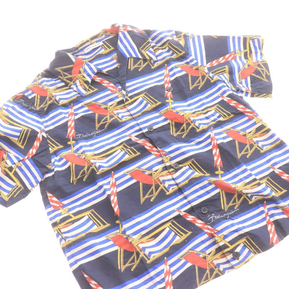 ■ ドルチェ&ガッバーナ シャツ トップス 総柄 キッズ 男の子 6 （113～119cm） ネイビー レッド
