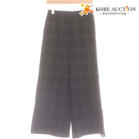 ■ アドーア パンツ ボトムス チェック ワイド 裾スリット レディース 36 （S相当） ブラック