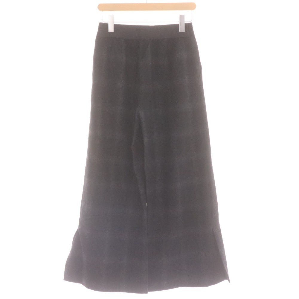 ■ アドーア パンツ ボトムス チェック ワイド 裾スリット レディース 36 （S相当） ブラック