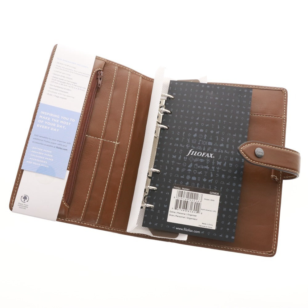 ■ ファイロファックス FILOFAX システム手帳 マルデン 025808 バイブルサイズ オークル レディース メンズ ブラウン 箱付き 未使用