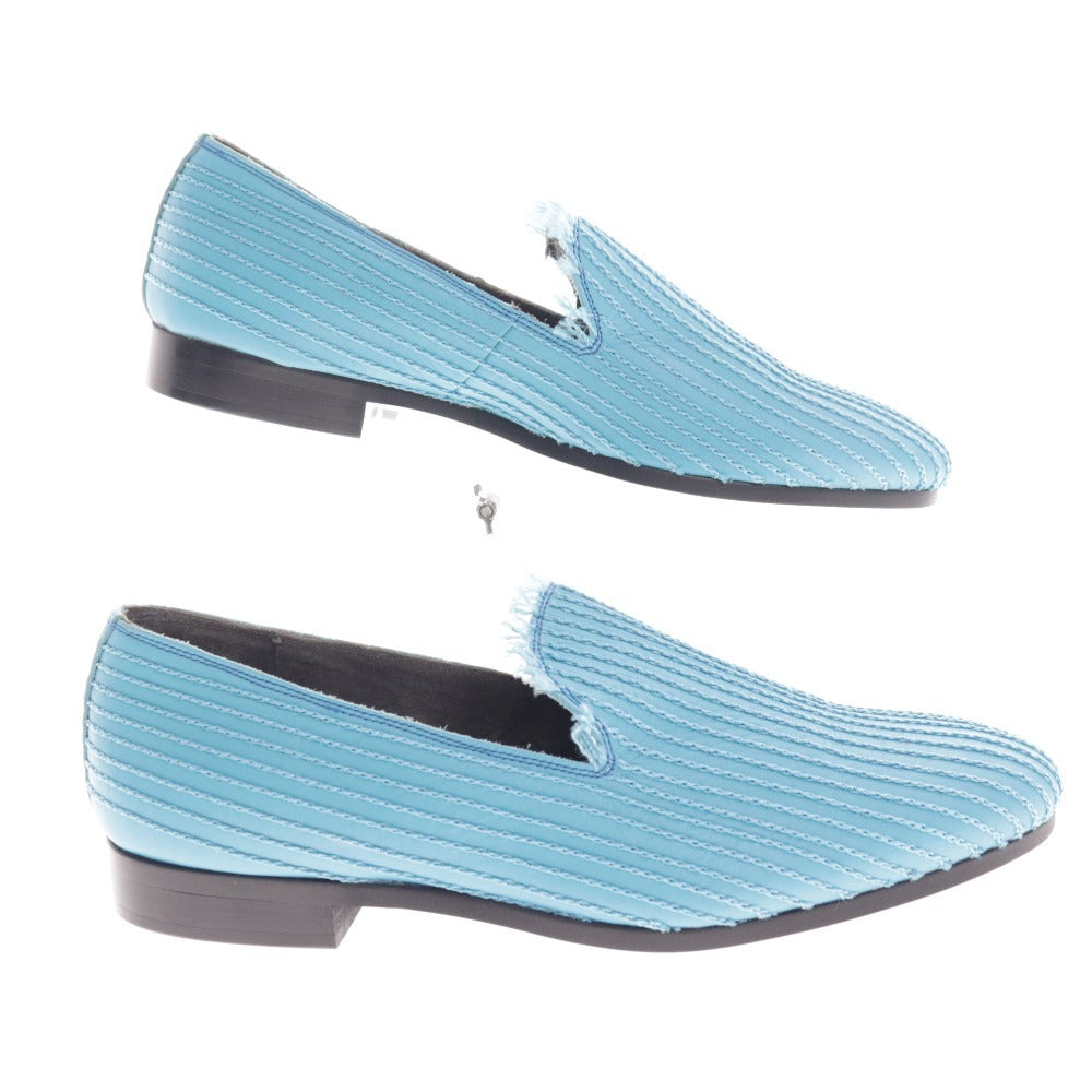 ■ イシュム スリッポン ローファー 靴 チェーンステッチ チェイン 日本製 メンズ レディース 41 ブルー 牛革 箱付き