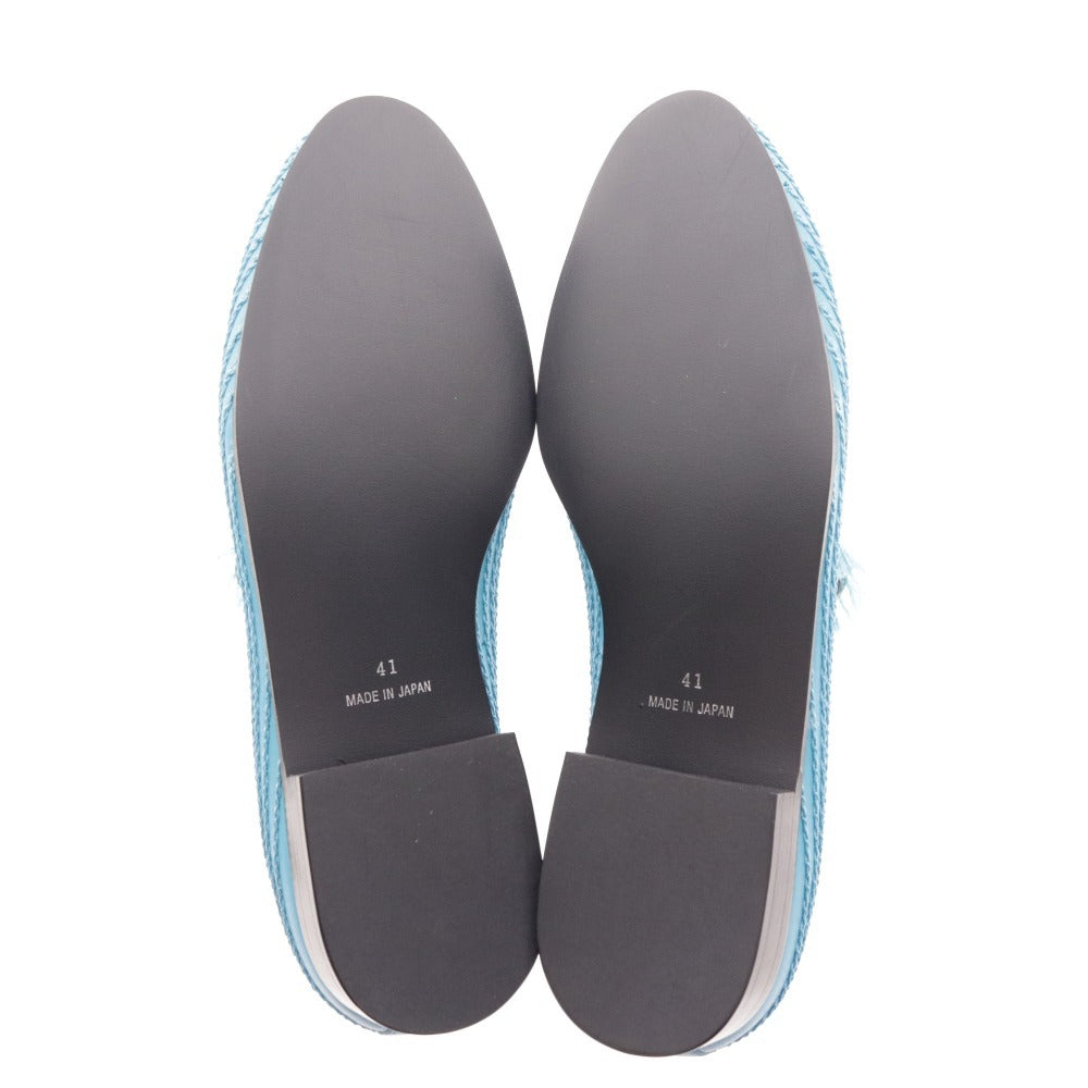 ■ イシュム スリッポン ローファー 靴 チェーンステッチ チェイン 日本製 メンズ レディース 41 ブルー 牛革 箱付き