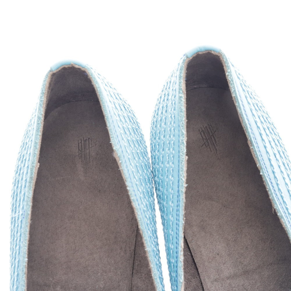 ■ イシュム スリッポン ローファー 靴 チェーンステッチ チェイン 日本製 メンズ レディース 41 ブルー 牛革 箱付き