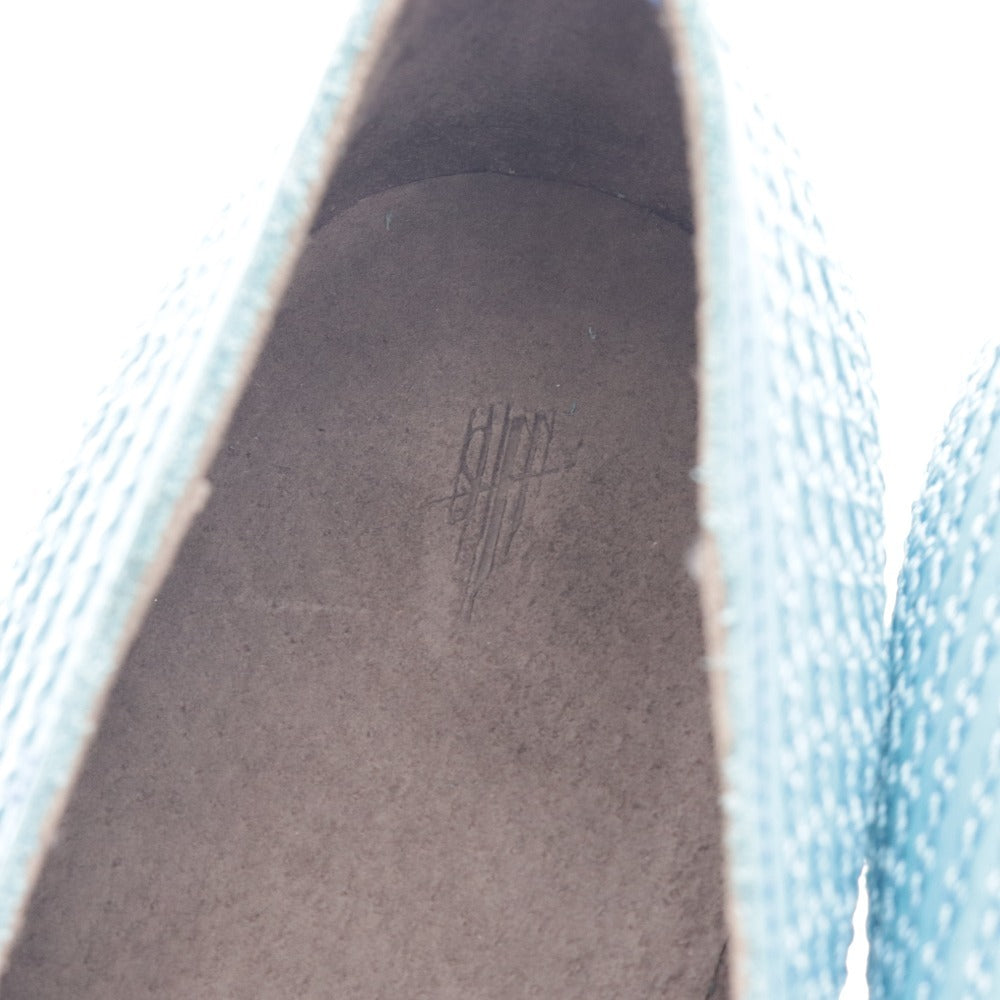 ■ イシュム スリッポン ローファー 靴 チェーンステッチ チェイン 日本製 メンズ レディース 41 ブルー 牛革 箱付き