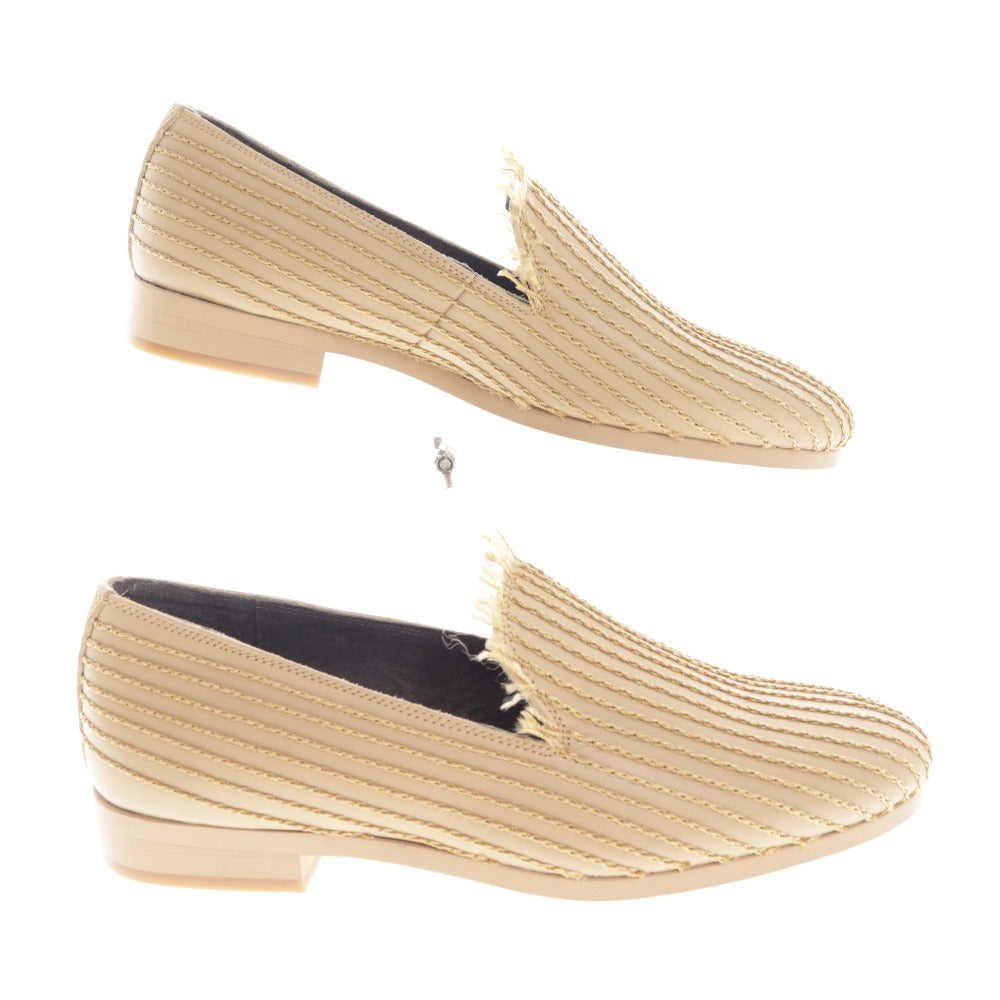 ■ イシュム スリッポン ローファー フラットシューズ 靴 チェーンステッチ チェイン 日本製 レディース 36 ベージュ 牛革 箱付き