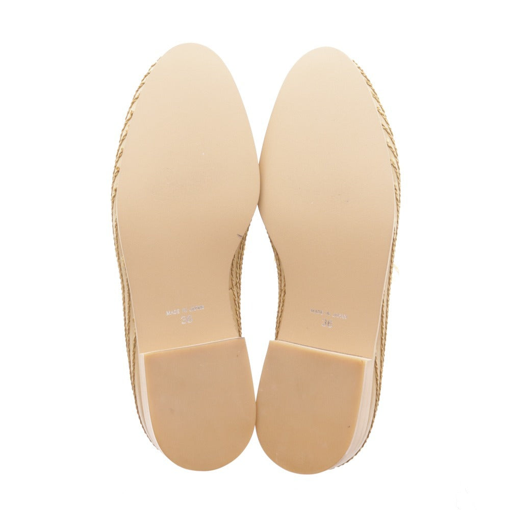 ■ イシュム スリッポン ローファー フラットシューズ 靴 チェーンステッチ チェイン 日本製 レディース 36 ベージュ 牛革 箱付き