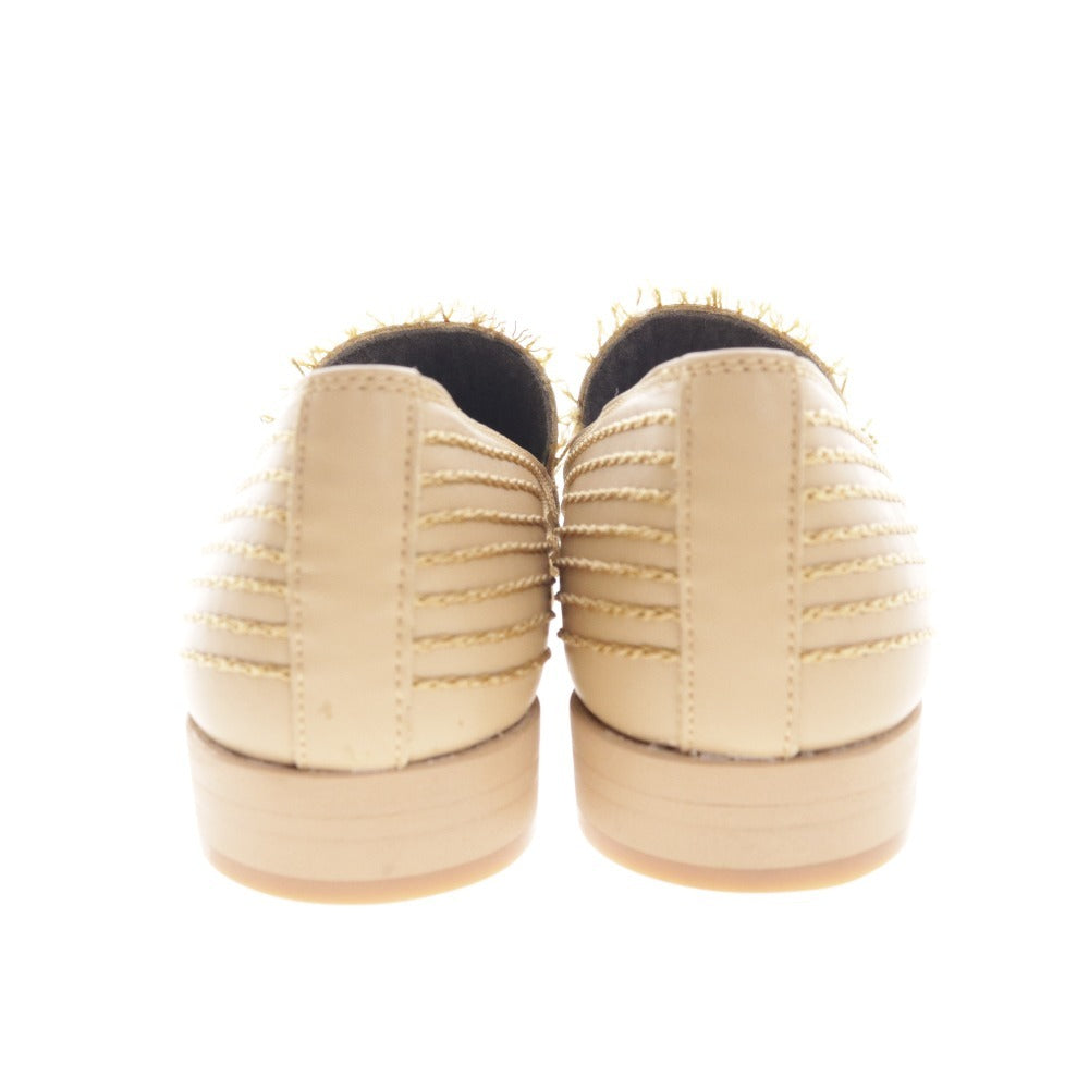 ■ イシュム スリッポン ローファー フラットシューズ 靴 チェーンステッチ チェイン 日本製 レディース 36 ベージュ 牛革 箱付き