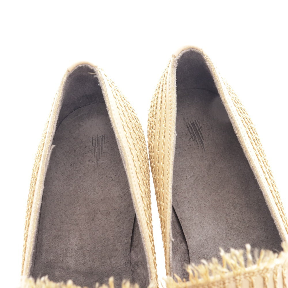 ■ イシュム スリッポン ローファー フラットシューズ 靴 チェーンステッチ チェイン 日本製 レディース 36 ベージュ 牛革 箱付き