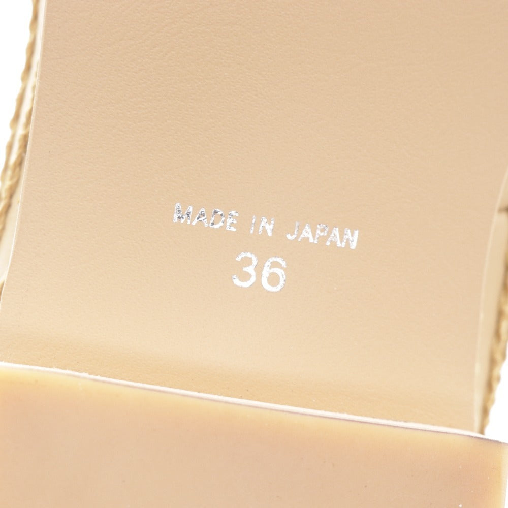 ■ イシュム スリッポン ローファー フラットシューズ 靴 チェーンステッチ チェイン 日本製 レディース 36 ベージュ 牛革 箱付き