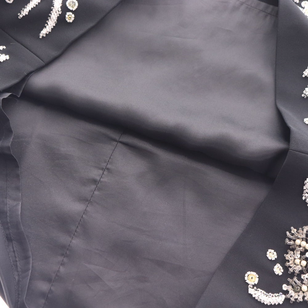 ■ グレースクラス ワンピース ノースリーブ トップス ボトムス ビーズ 刺繍 ひざ丈 レディース 38 ブラック