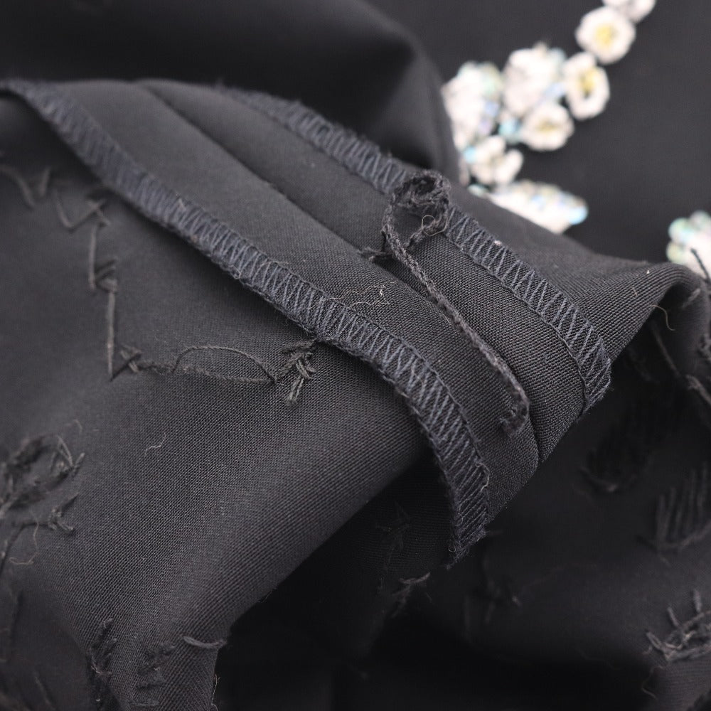 ■ グレースクラス ワンピース ノースリーブ トップス ボトムス ビーズ 刺繍 ひざ丈 レディース 38 ブラック