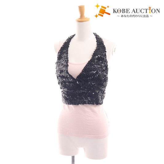 ■ バウムウンドヘルガーデン タンクトップ ノースリーブ トップス ビスチェ リボン スパンコール レディース 38 ピンク ブラック