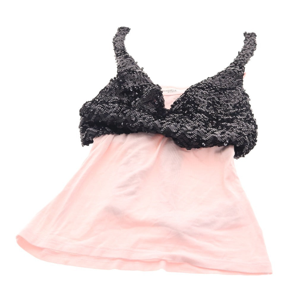 ■ バウムウンドヘルガーデン タンクトップ ノースリーブ トップス ビスチェ リボン スパンコール レディース 38 ピンク ブラック