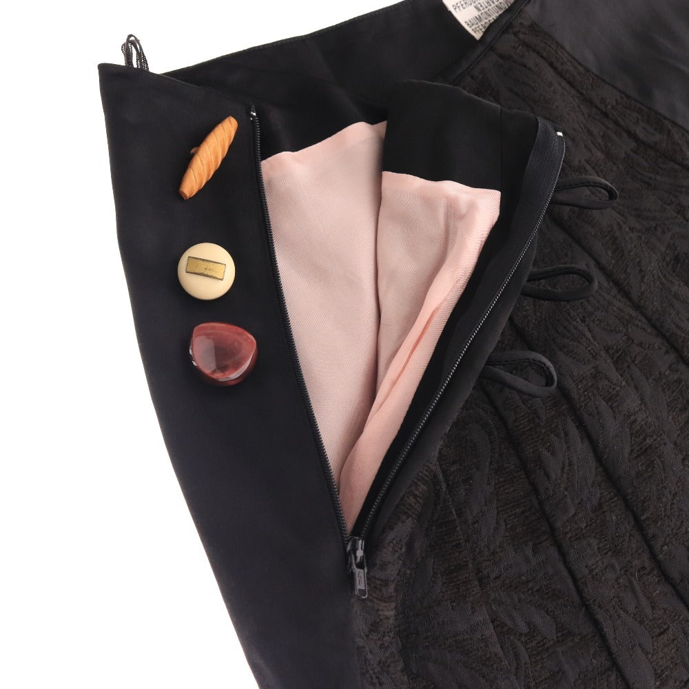 ■ バウムウンドヘルガーデン スカート ボトムス 刺繍 ボタン ミディ丈 レディース 38 ピンク ブラック