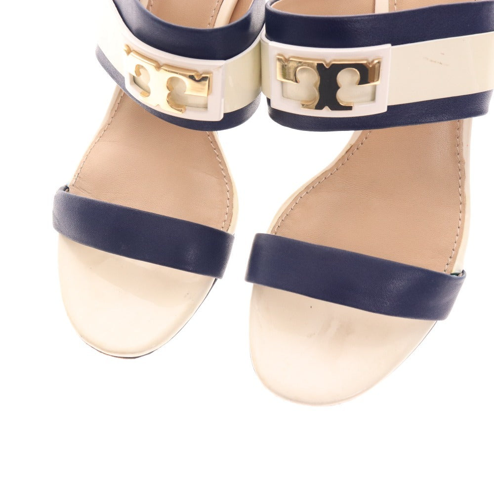 ■ トリーバーチ サンダル 35625 靴 GIGIサンダル ウェッジソール レディース 5 1/2M ホワイト ネイビー 袋付き