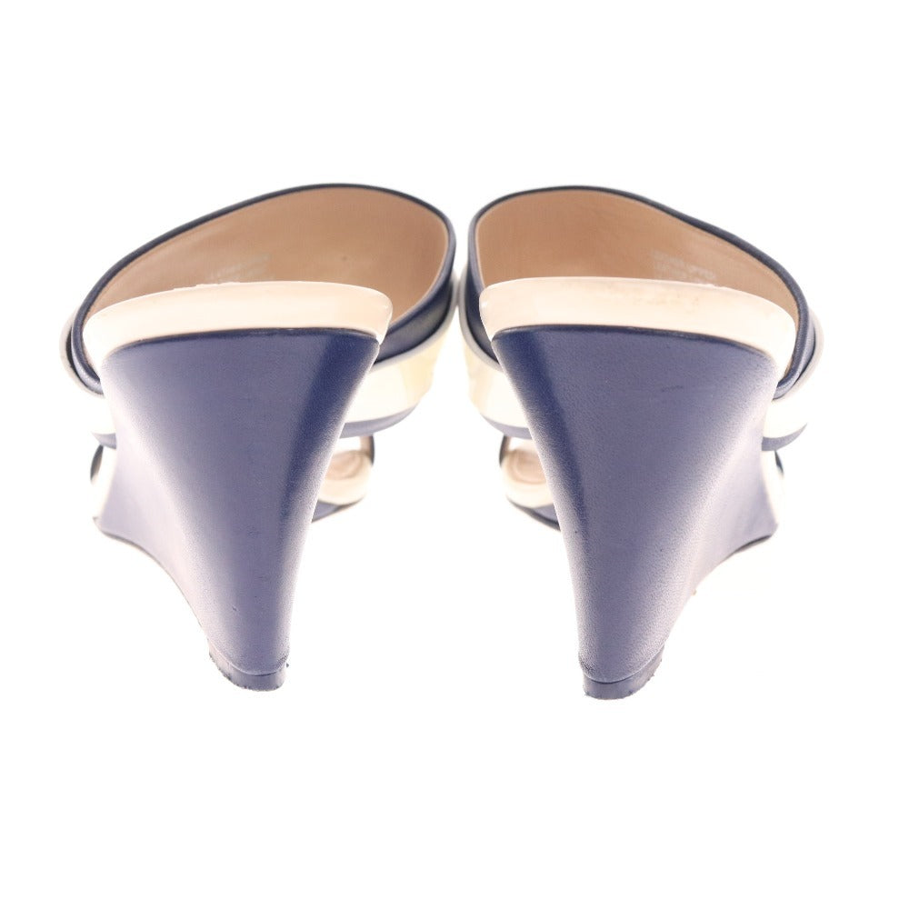 ■ トリーバーチ サンダル 35625 靴 GIGIサンダル ウェッジソール レディース 5 1/2M ホワイト ネイビー 袋付き