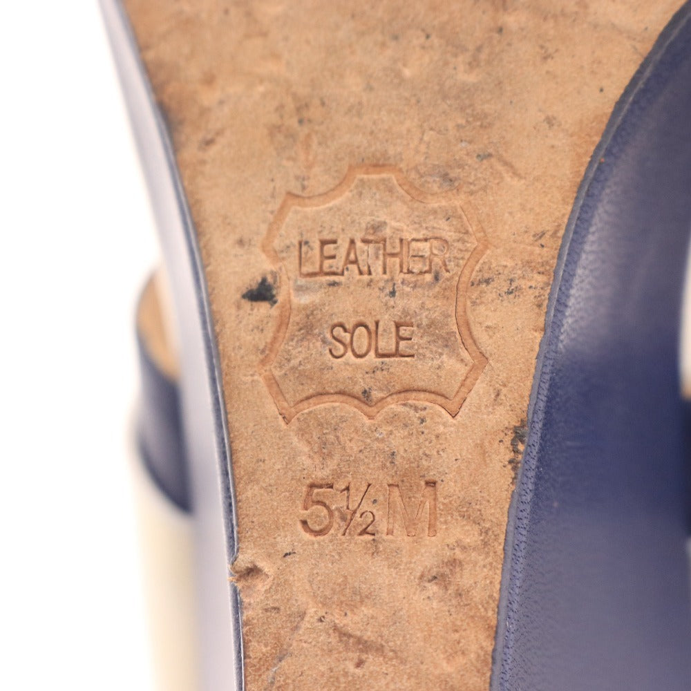 ■ トリーバーチ サンダル 35625 靴 GIGIサンダル ウェッジソール レディース 5 1/2M ホワイト ネイビー 袋付き