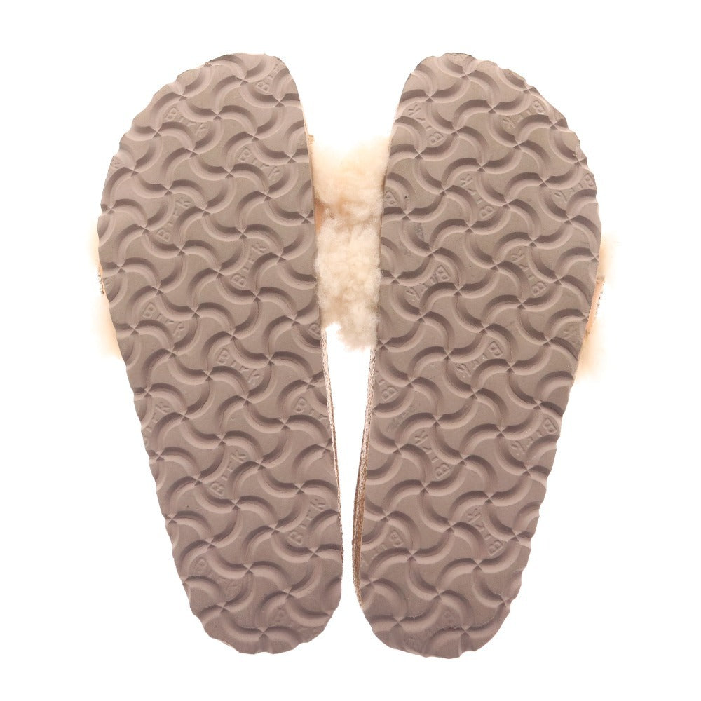 ■ パピリオ サンダル 靴 シューズ ファー ムートン ベルト フラット レディース 36 ベージュ ブラウン