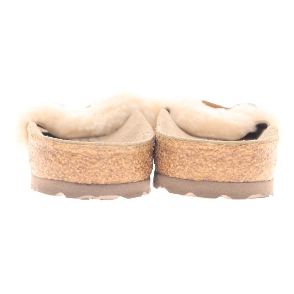 ■ パピリオ サンダル 靴 シューズ ファー ムートン ベルト フラット レディース 36 ベージュ ブラウン