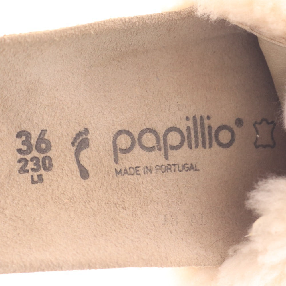 ■ パピリオ サンダル 靴 シューズ ファー ムートン ベルト フラット レディース 36 ベージュ ブラウン