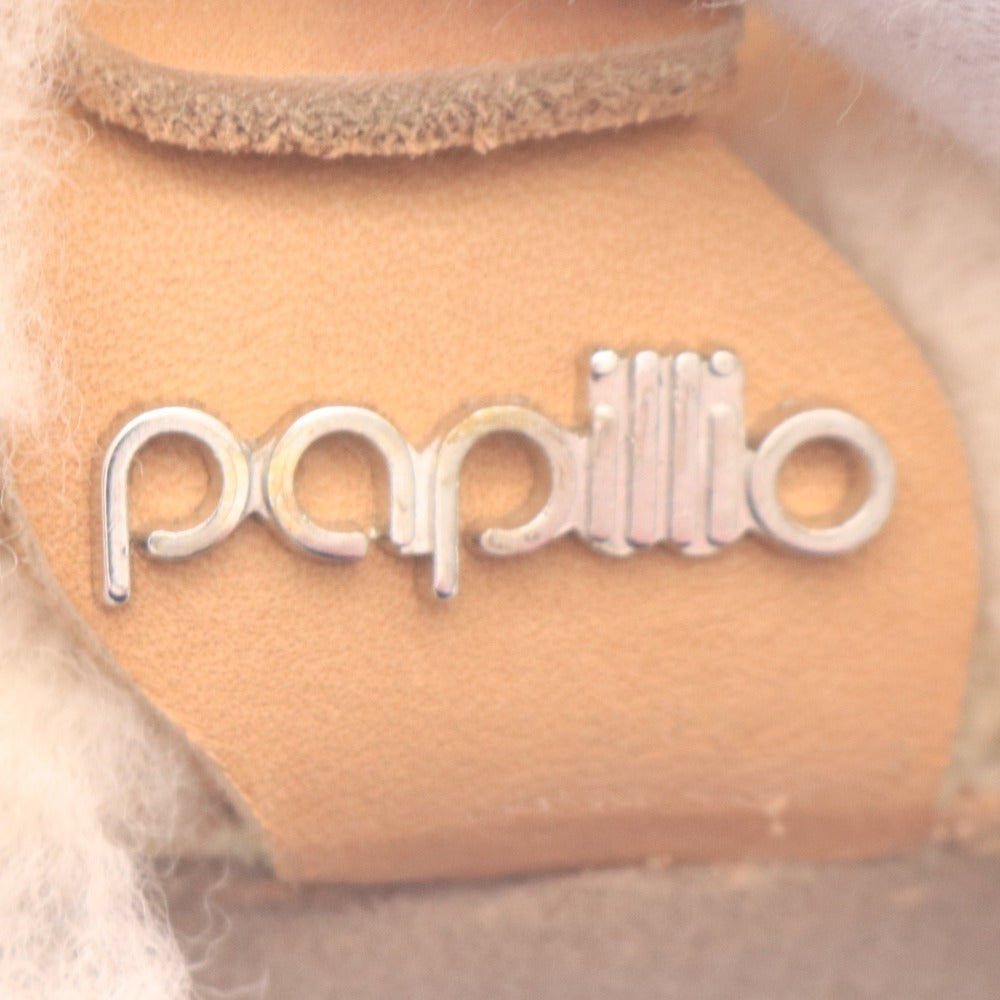 ■ パピリオ サンダル 靴 シューズ ファー ムートン ベルト フラット レディース 36 ベージュ ブラウン