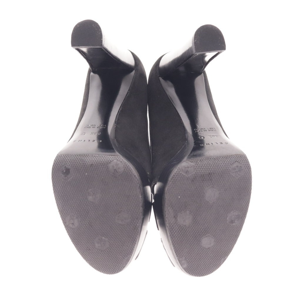 ■ セリーヌ パンプス 靴 シューズ ミュール チャンキーヒール オープントゥ レディース 36 1/2 ブラック