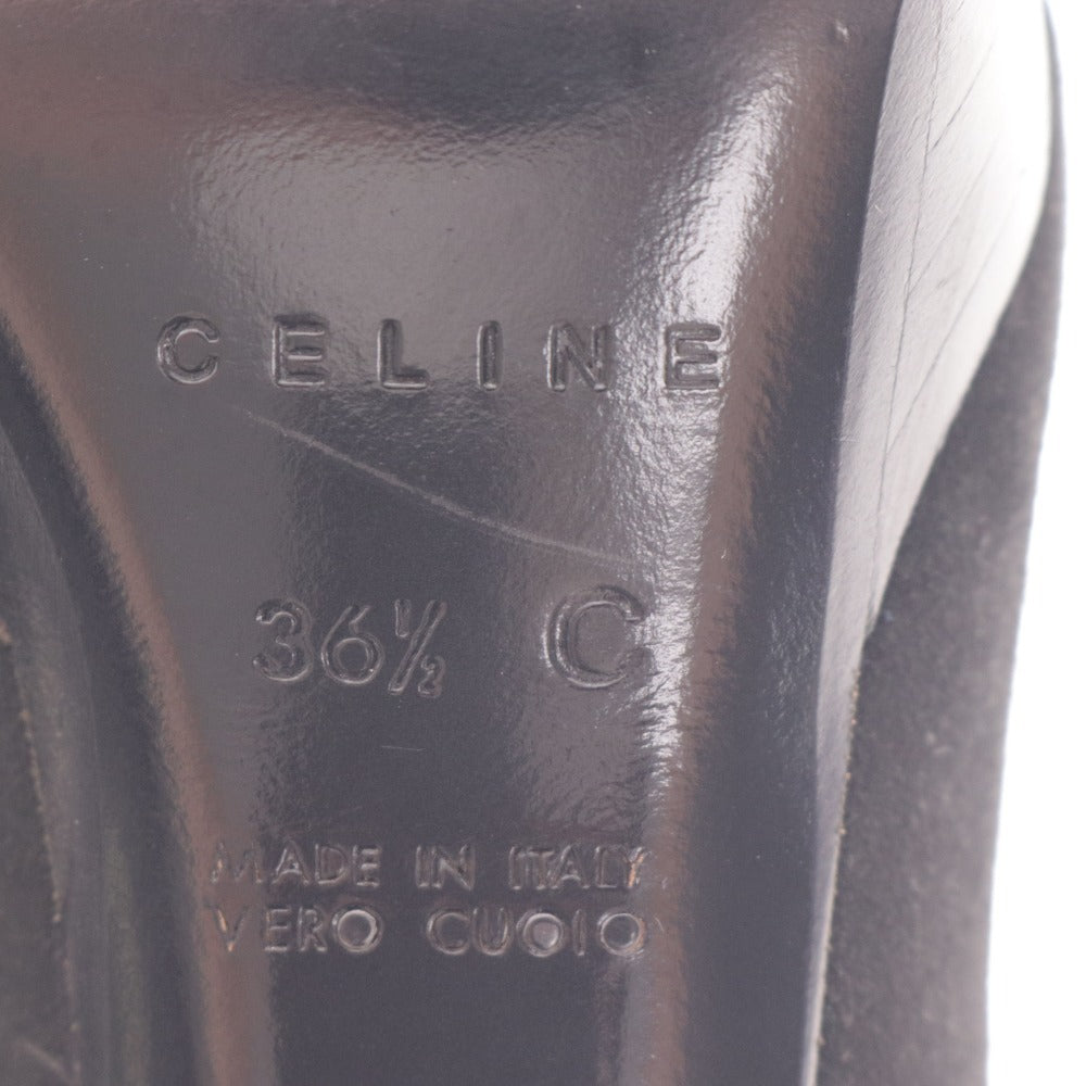 ■ セリーヌ パンプス 靴 シューズ ミュール チャンキーヒール オープントゥ レディース 36 1/2 ブラック